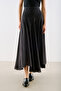 Asymmetric Draped Cotton Skirt Black - 4