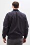 Metal Emblem Zippered Polo Collar Coat with Elastic Sleeves - 8