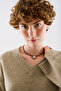 V-Neck Short Knitted Sweater Mink - 4