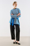 Striped Colorful Collar Long Sleeve T-Shirt Blue - 3