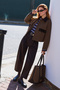 Velvet Collar Pocketed Short Jacket Khaki