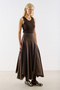Asymmetric Draped Cotton Skirt Dark Brown - 5