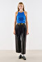 Gabardine Straight Pleated Pants Black