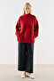 High Collar Wool Knit Sweater Red - 2