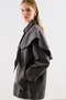 Shirt Jacket with Scarf Collar Black Striped - 6