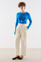 Gabardine Straight Pleated Pants Ecru - 2