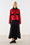Velvet Collar Pocketed Short Jacket Red - 2