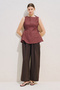 Linen Sleeveless Blouse with Tie-Up Detail Copper - 6