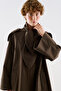 Trench Coat with Collar Fastening Detail Dark Brown - 6