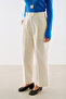 Gabardine Straight Pleated Pants Ecru - 4