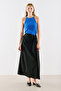 Draped Waist Pleated Skirt Black - 2