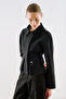 Velvet Collar Short Trench Coat Jacket Black - 6