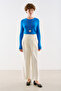 Gabardine Straight Pleated Pants Ecru