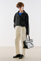 Technical Fabric Buttoned Bomber Jacket Black - 5