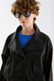 Technical Fabric Buttoned Bomber Jacket Black - 2