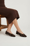 Riffe Brown Suede Leather Women's Studded Ballerinas - 6