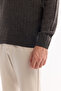 Men's Anthracite Crew Neck 100% Acrylic Textured Knitwear Regular Fit Sweater E005088 - 4
