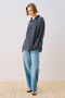 Striped Collar Sweatshirt Navy Blue - 5