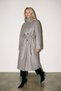 Mink Comfortable Fit Long Coat with Belt Buttons at the Neck and Tie Detail