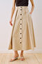 Lula Buttoned Skirt with Pleat Detail, Sand Color - 3