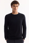 Men's Navy Blue Crew Neck 100% Acrylic Textured Knitwear Regular Fit Sweater E005088 - 2
