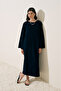 Towel Fabric Casual Dress Navy Blue