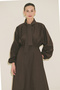 Dress with Wide Sleeves Design in Brown - 6