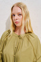 Striped Balloon Sleeve Long Dress Khaki - 7