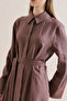 Linen Belted Shirt Dress Lavender - 5