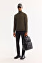 Men's Khaki Turtleneck Soft Touch Textured Knitwear Regular Fit Sweater A52Y5040 - 8