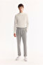 Men's Light Gray Side Buckle Viscose Blend Easy-Iron Carrot Fit Trousers A52Y3010