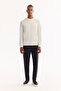Men's Ecru Crew Neck Textured Knitwear Regular Fit Sweater A52Y5083 - 6