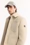 Men's Ecru Fur Collar Napa Comfort Fit Coat A52Y6057 - 2