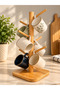 Single Item 6-Hook Bamboo Cup and Mug Hanger – Countertop Cup Organizer Napkin Holder - 2
