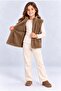 Girl's Plush Vest with Floral Accessories, Zippered, Pocketless, Soft and Warm Vest Ak4121 - 3
