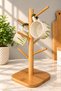Single Item 6-Hook Bamboo Cup and Mug Hanger – Countertop Cup Organizer Napkin Holder - 3