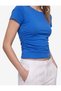 Cotton Slim Fit Boat Neck Short Sleeve Draped T-Shirt - 4