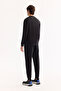 Men's Black Elastic Waist Lace-Up Cotton Bi-Stretch Regular Fit Sweatpants A52Y3402 - 4