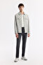 Men's Gray Classic Collar Water Repellent Bi-Stretch Technical Fabric Seasonal Regular Fit Coat A51Y6051 - 5