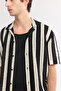 Men's Black Apaj Collar Patterned Cotton Short Sleeve Comfort Fit Shirt A51Y2108 - 2