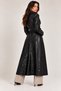 Women's Belted Long Double-Breasted Collared Leather Coat Cty-Abr-2239 (2238) - 7