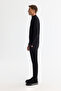 Men's Black Zippered Stand Collar Soft Touch Knitwear Regular Fit Sweater A42Y5056 - 4