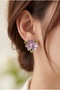 Design Purple Enamel Flower Gold Color Women's Earrings - 2