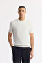 Men's Ecru Crew Neck Viscose Blend Knitwear Regular Fit T-Shirt B005119