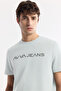 Men's Mint Green Crew Neck Reflective Bi-Stretch Interlock Regular Fit T-Shirt A51Y1037 - 2