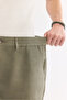 Men's Khaki Elastic Waist 100% Linen Relaxed Fit Shorts B003732 - 5