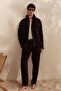 Men's Brown Elastic Waist 100% Linen Relaxed Fit Trousers B003032