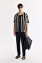 Men's Black Apaj Collar Patterned Cotton Short Sleeve Comfort Fit Shirt A51Y2108 - 4