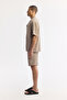 Men's Beige Apaj Collar Short Sleeve Soft Touch Oversize Fit Shirt A51Y2006 - 3