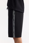 Men's Black Elastic Waist Lace-Up Bi-Stretch Interlock Knitted Regular Fit Shorts A51Y3628 - 5